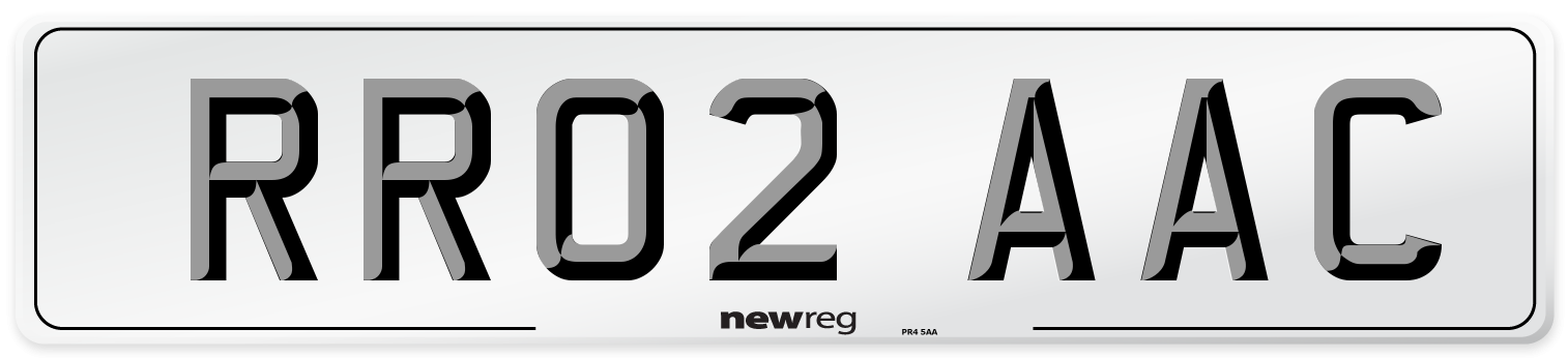 RR02 AAC Number Plate from New Reg